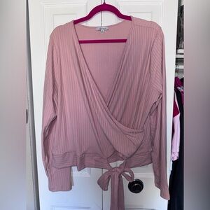 White Birch Blush Ribbed Top